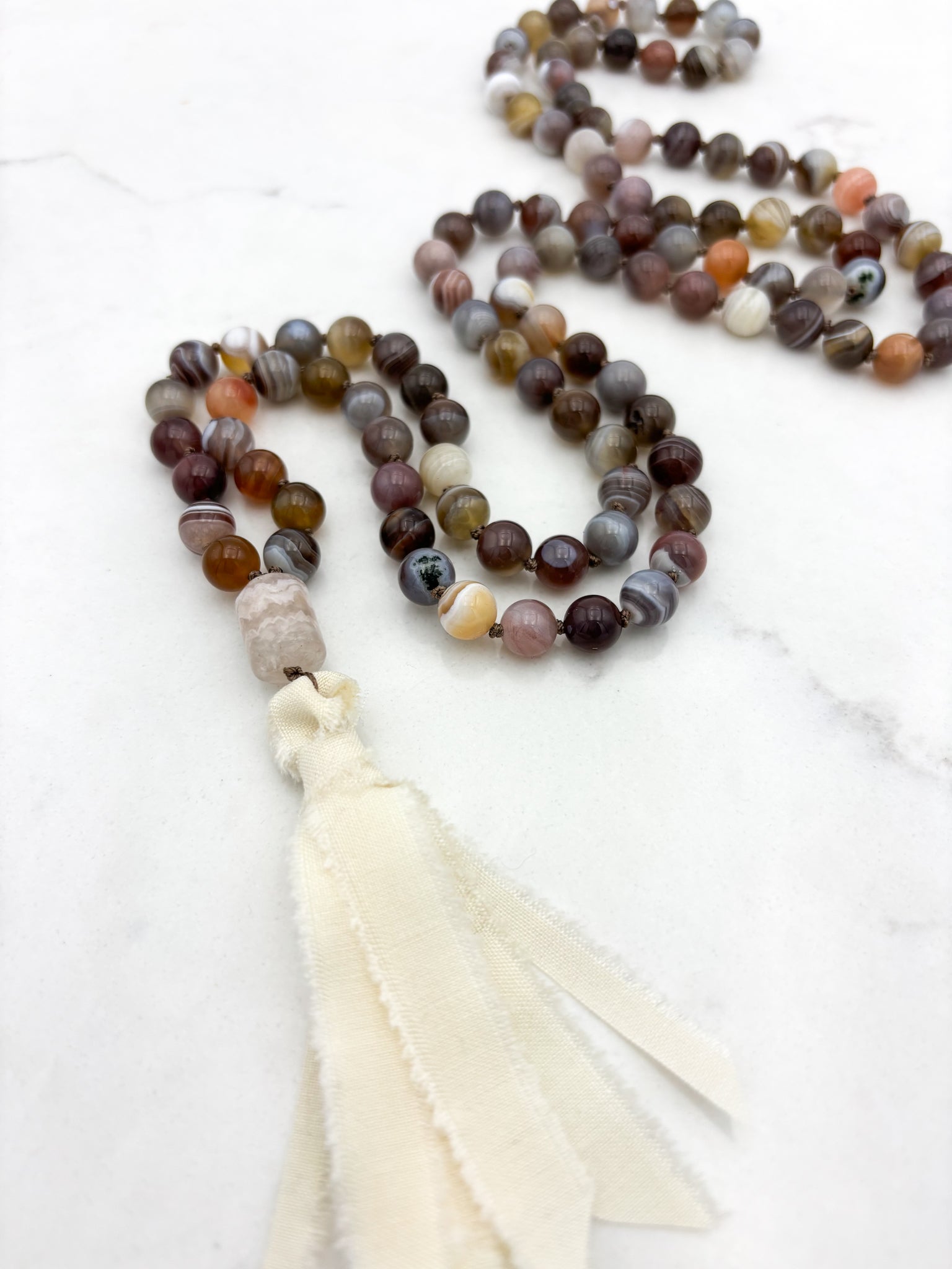 botswana agate gemstone mala | radiant malas | handmade in boulder, colorado