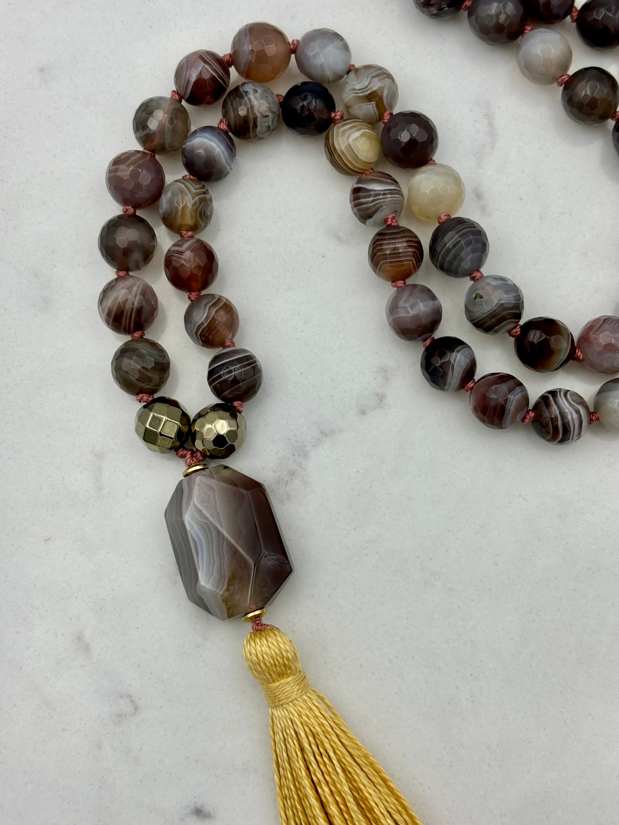 botswana agate gemstone mala | radiant malas | handmade in boulder, colorado