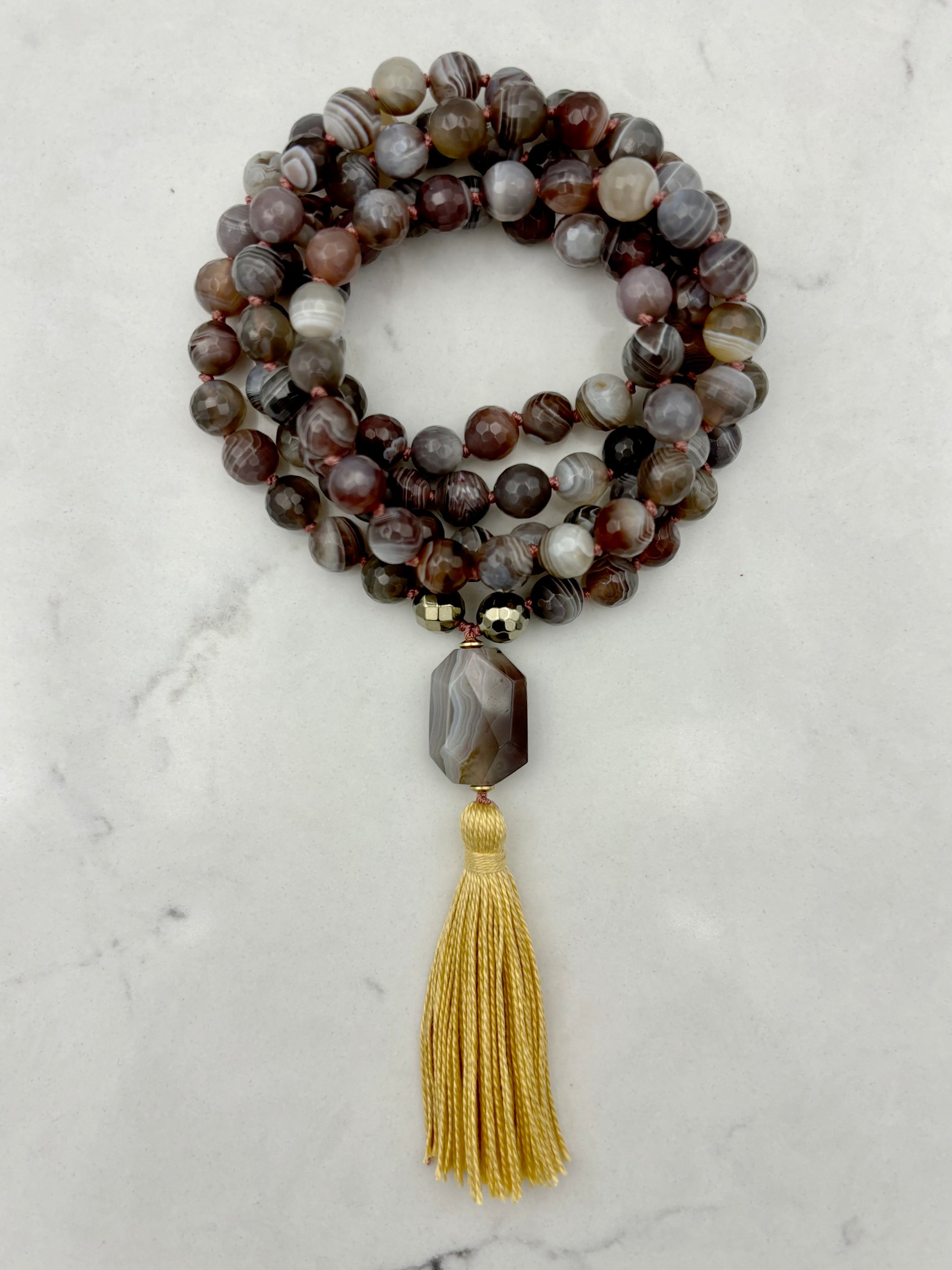 botswana agate gemstone mala | radiant malas | handmade in boulder, colorado