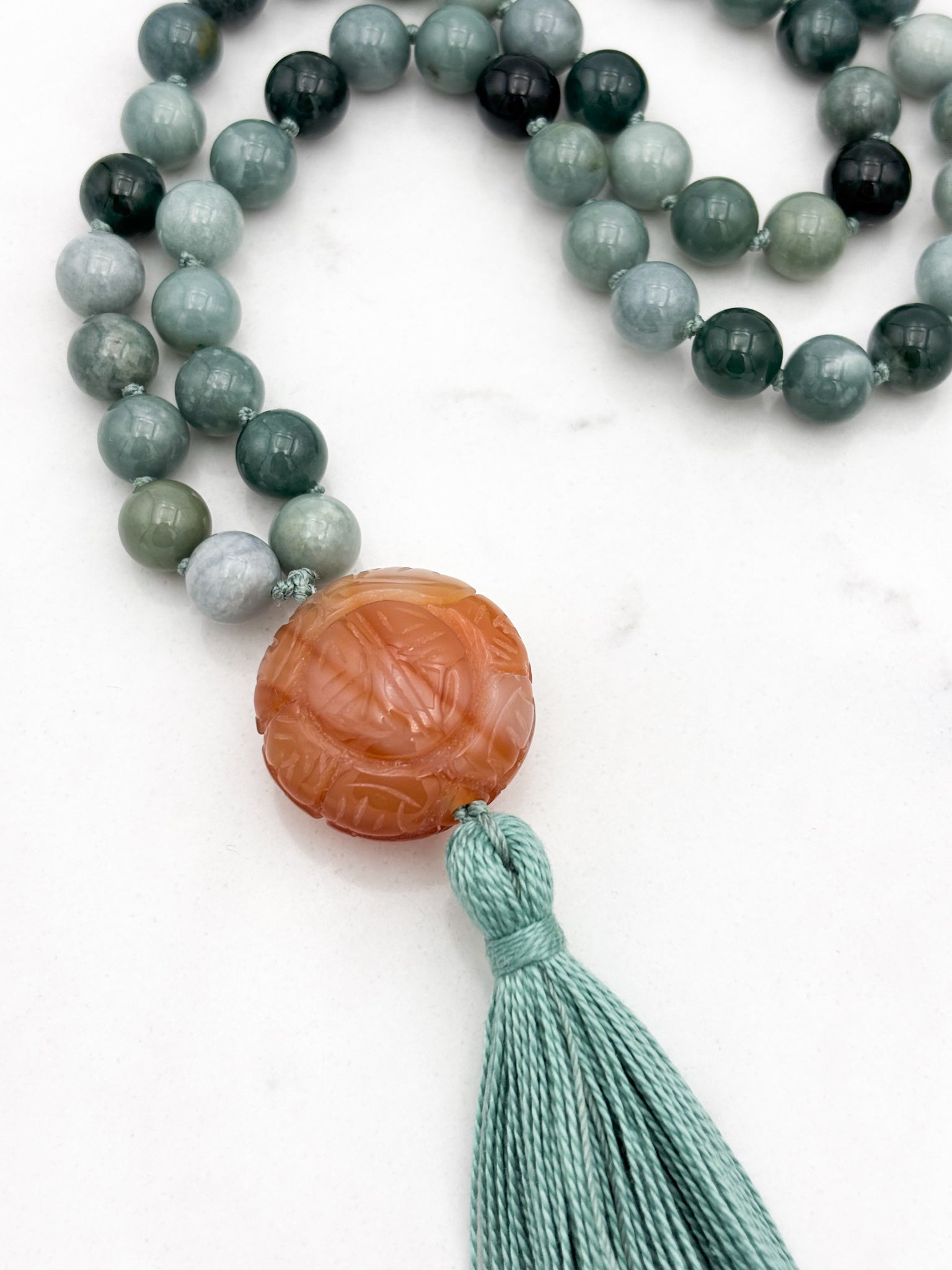 burma jade crystal gemstone mala necklace | radiant malas | handmade in boulder, colorado