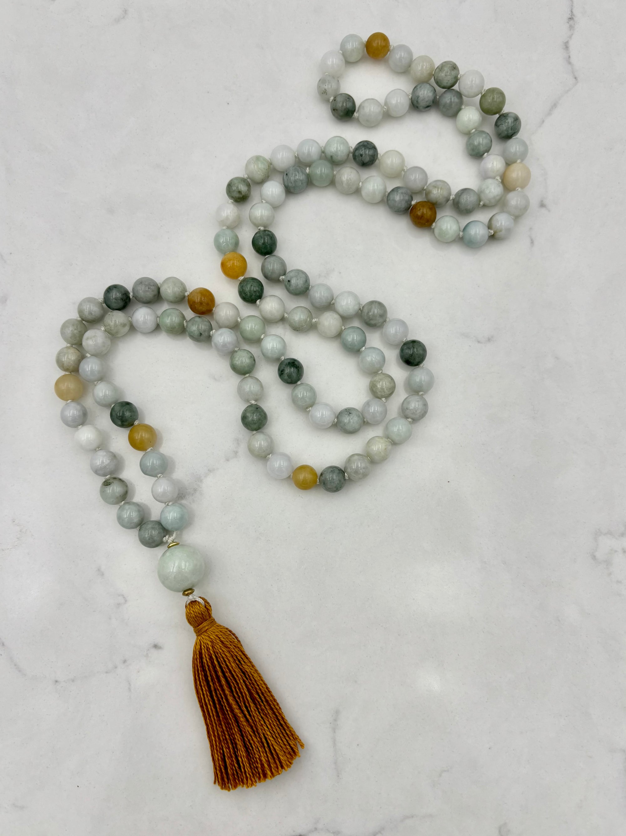 burma jade crystal gemstone mala necklace | radiant malas | handmade in boulder, colorado