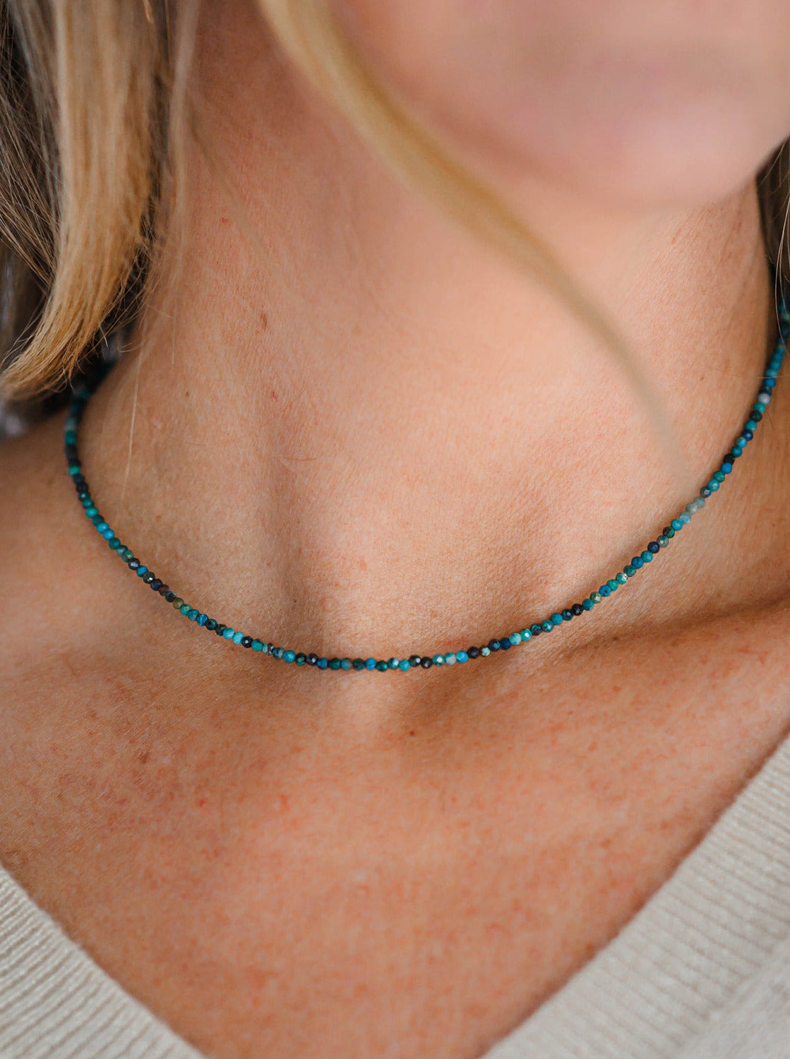 16" chrysocolla gemstone necklace | radiant malas | handmade in boulder, colorado