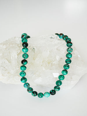 chrysocolla big bead knotted gemstone necklace | radiant malas | handmade in boulder, colorado
