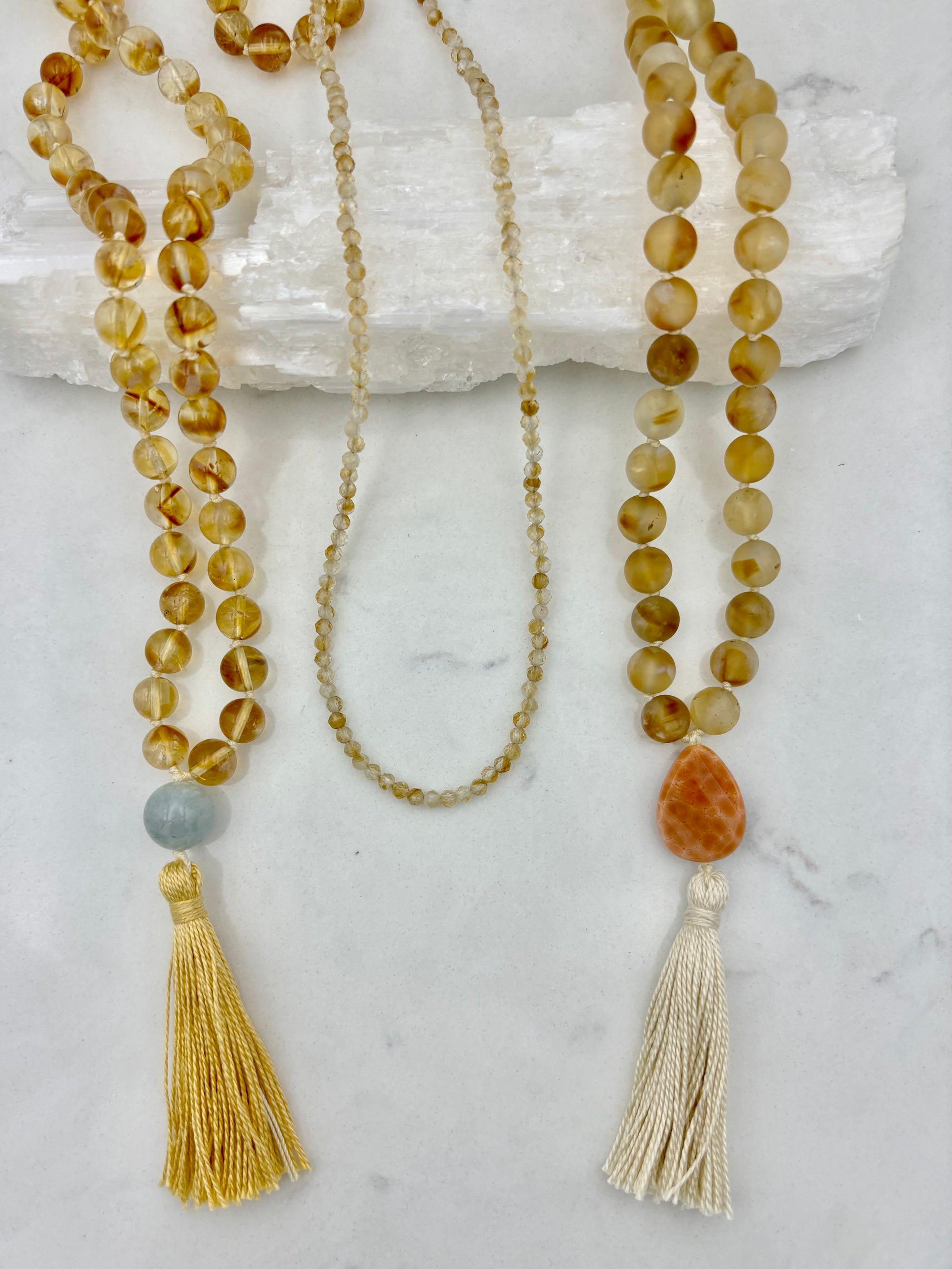 16" citrine gemstone necklace | radiant malas | handmade in boulder, colorado