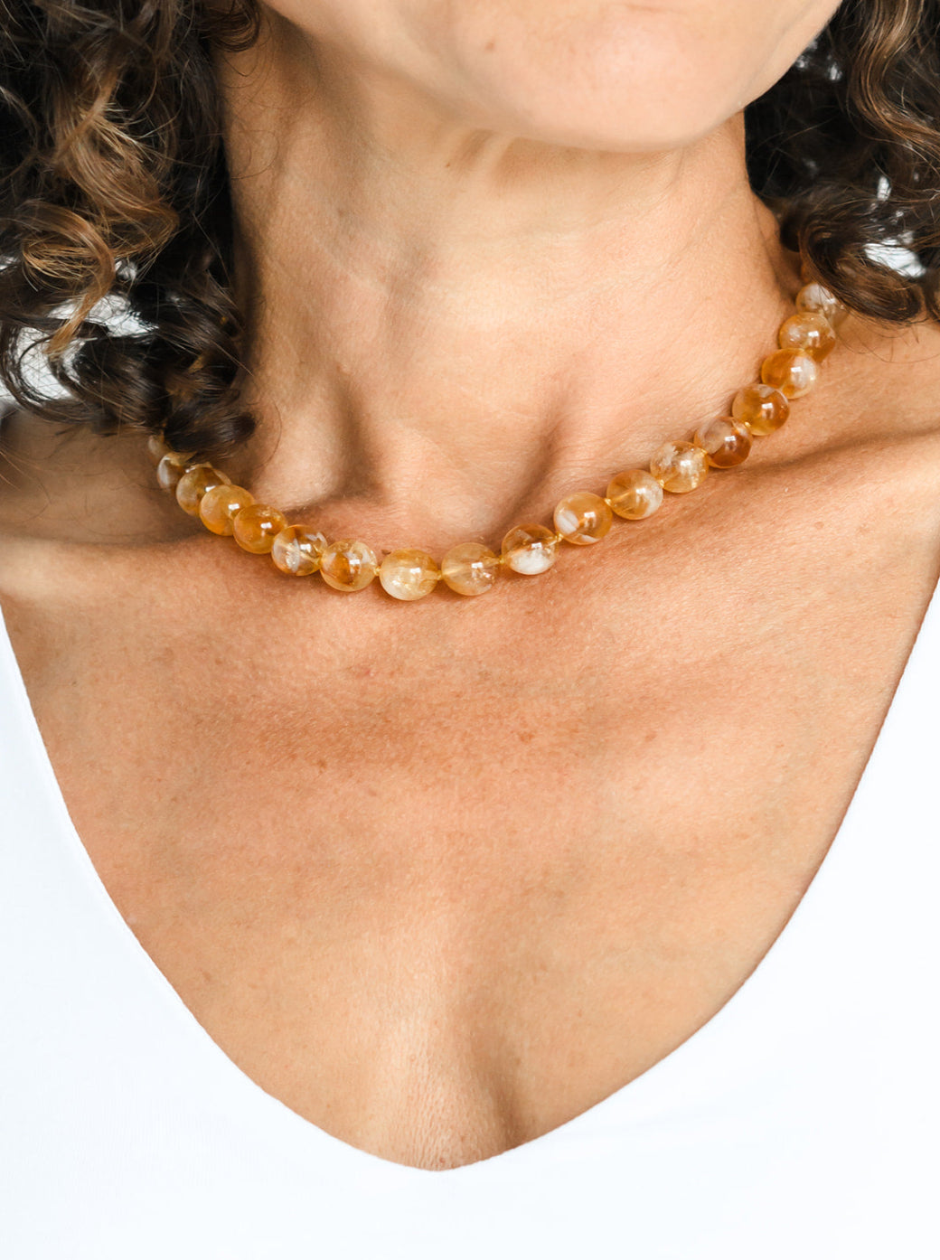citrine big bead knotted gemstone necklace | radiant malas | handmade in boulder, colorado