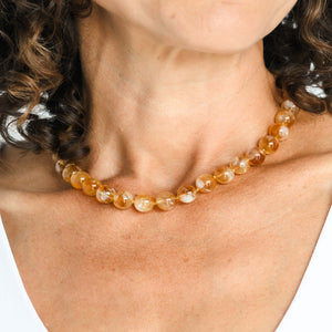 citrine big bead knotted gemstone necklace | radiant malas | handmade in boulder, colorado