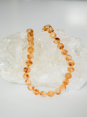 citrine big bead knotted gemstone necklace | radiant malas | handmade in boulder, colorado