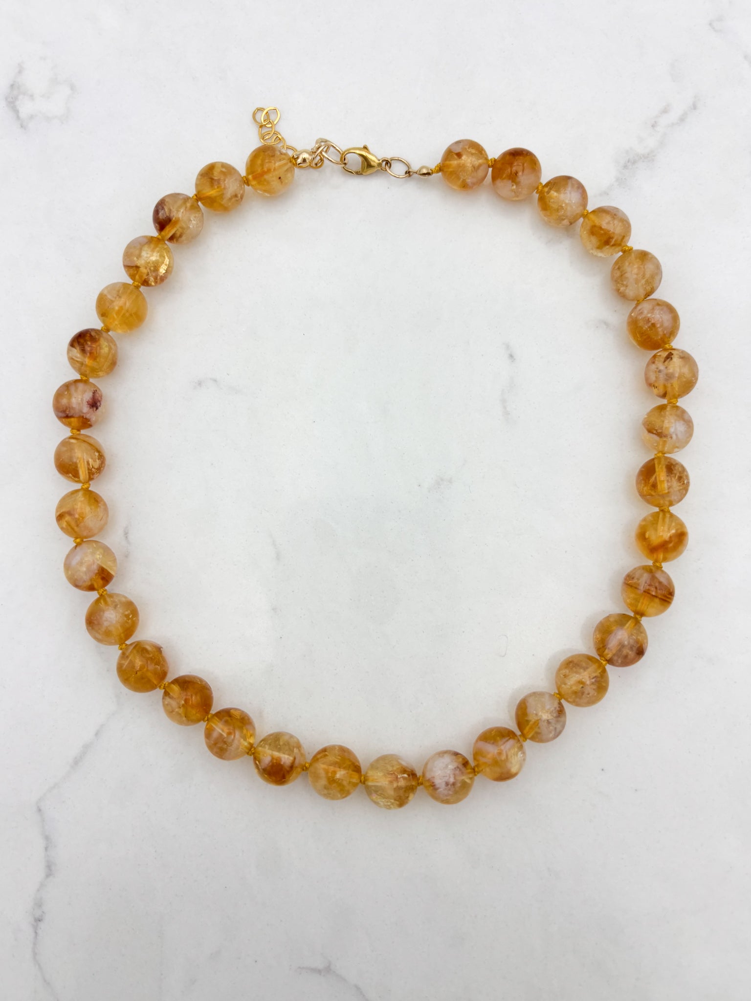 citrine big bead knotted gemstone necklace | radiant malas | handmade in boulder, colorado