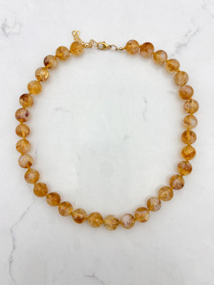 citrine big bead knotted gemstone necklace | radiant malas | handmade in boulder, colorado