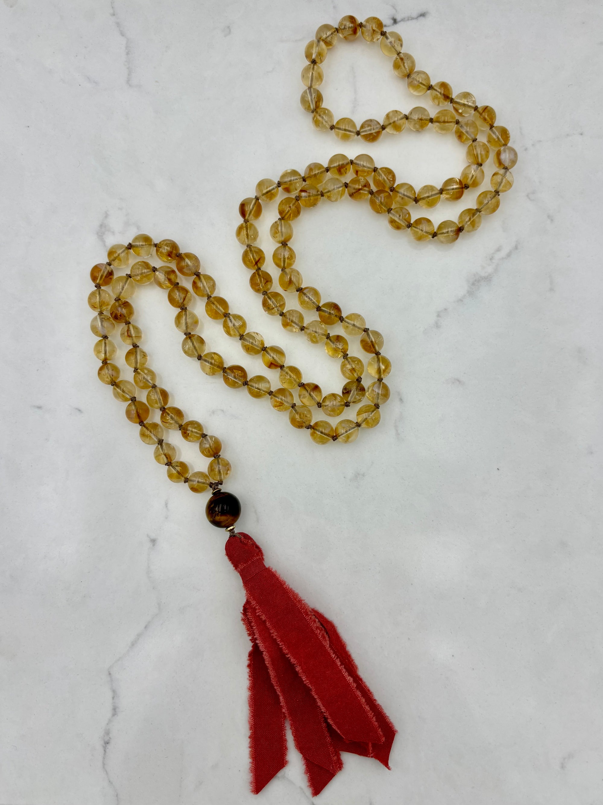 citrine gesmtone mala with silk tassel | radiant malas | handmade in boulder, colorado