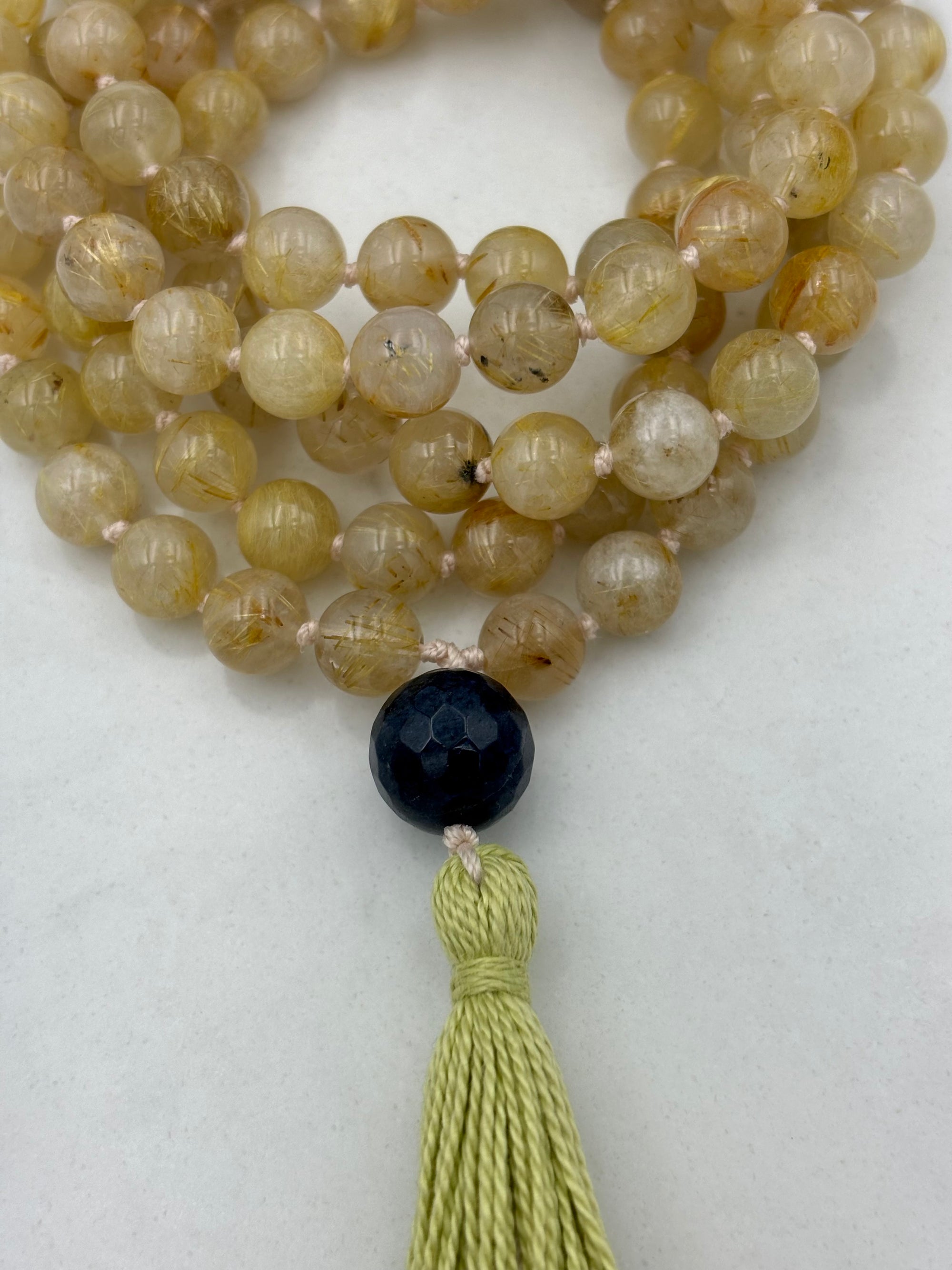 dendritic golden quartz gemstone mala necklace | radiant malas | handmade in boulder, colorado