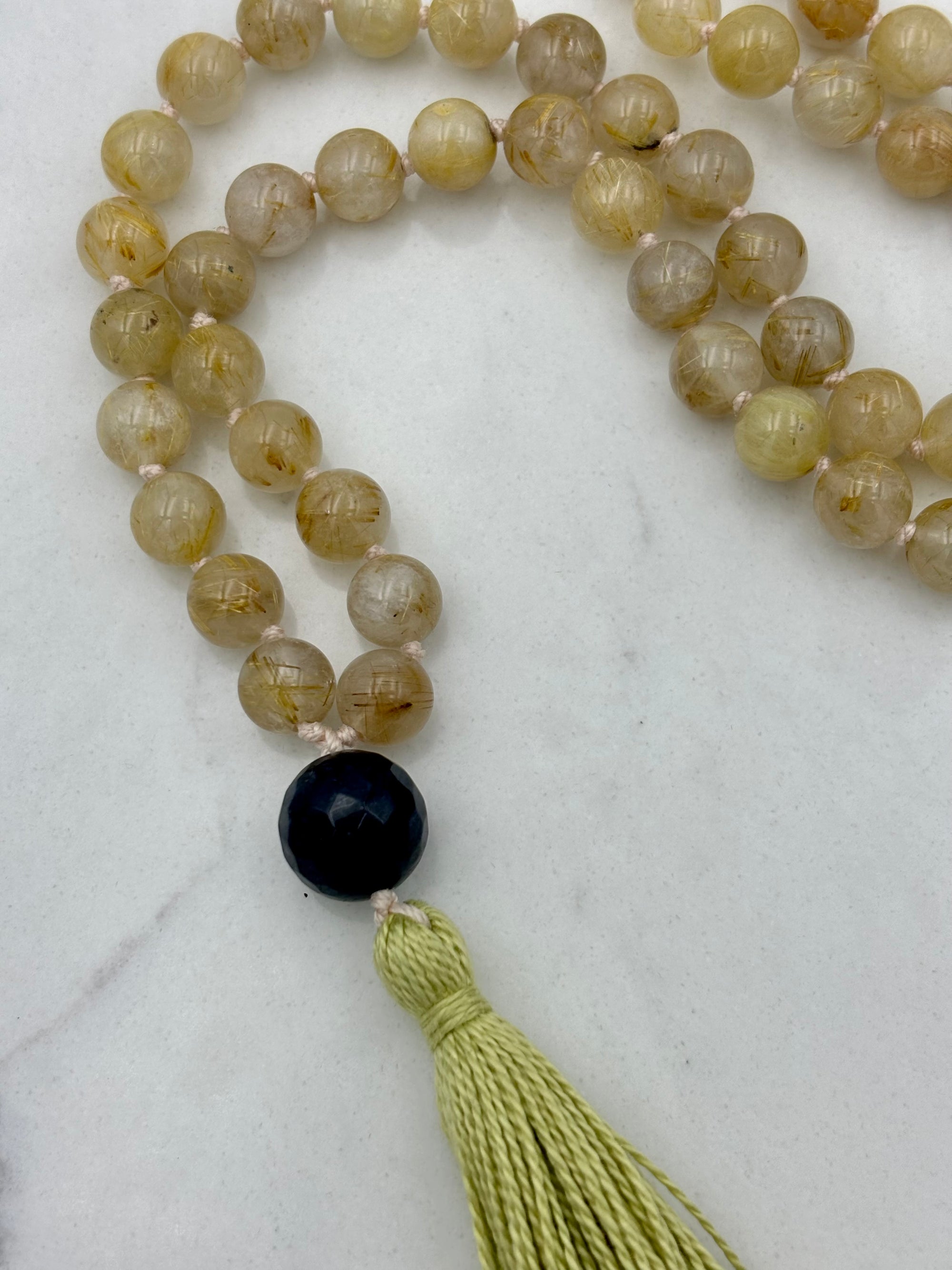 dendritic golden quartz gemstone mala necklace | radiant malas | handmade in boulder, colorado