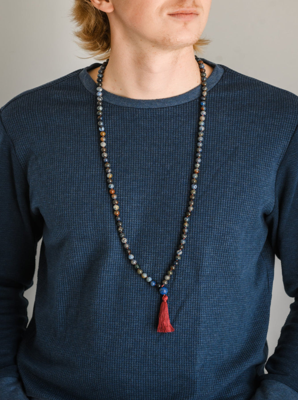 dumortierite gemstone mala necklace | radiant malas | handmade in boulder, colorado