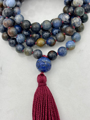 dumortierite gemstone mala necklace | radiant malas | handmade in boulder, colorado