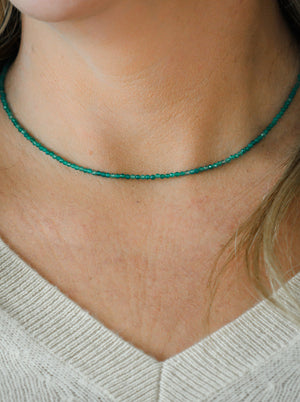 emerald green agate 16" tiny gemstone necklace | radiant malas | handmade in boulder, colorado