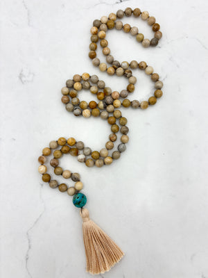 Fossil Coral gemstone mala | radiant malas | handmade in boulder, colorado