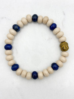 fossil jasper with Lapis gemstone bracelet | radiant malas | handmade in boulder, colorado