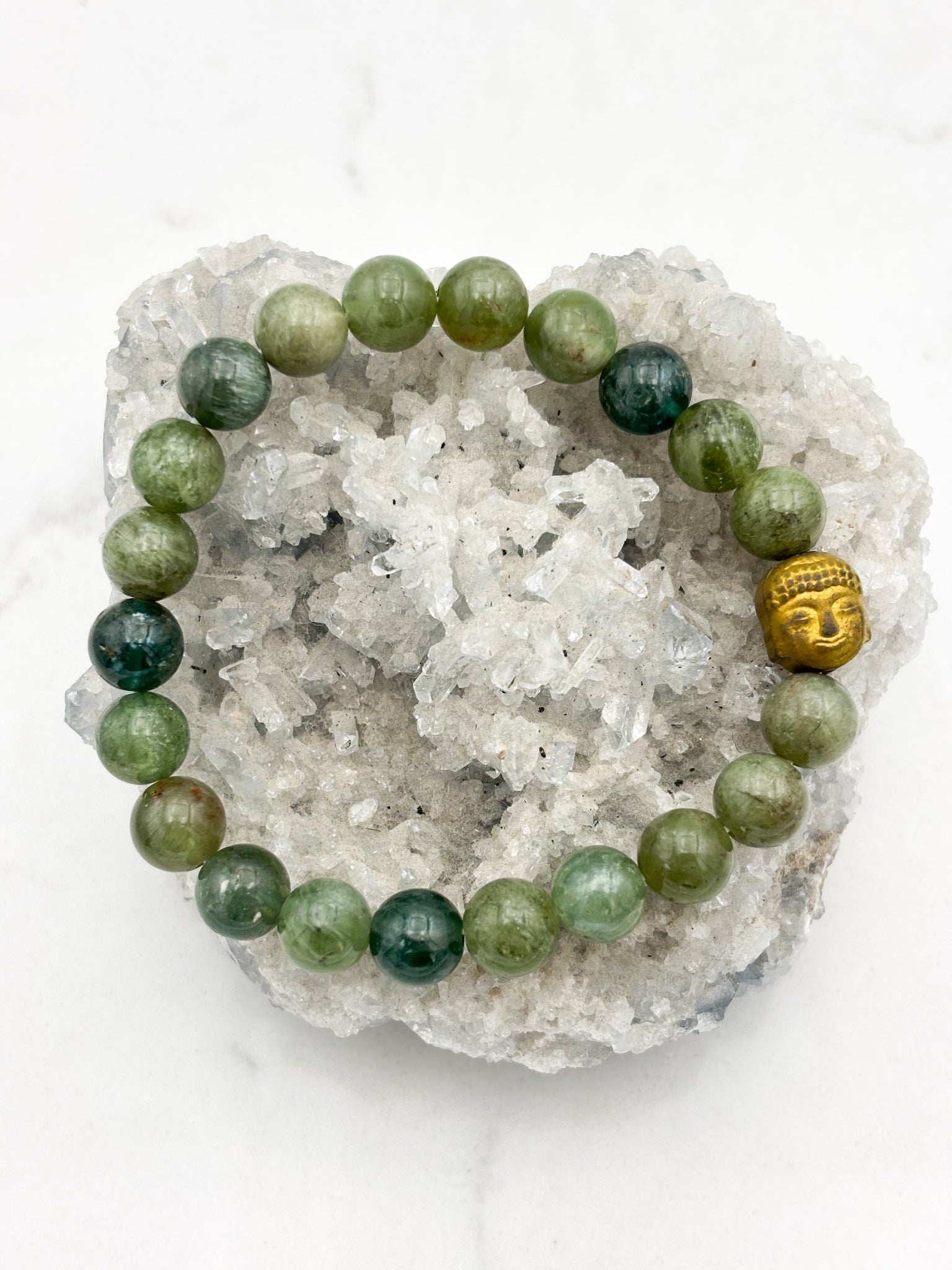 green apatite gemstone bracelet | radiant malas | handmade in boulder, colorado