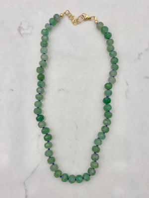 green aventurine knotted gemstone necklace | radiant mlalas | handmade in boulder, colorado