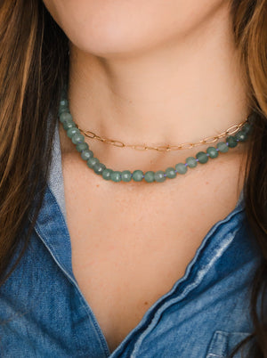 green aventurine knotted gemstone necklace | radiant mlalas | handmade in boulder, colorado