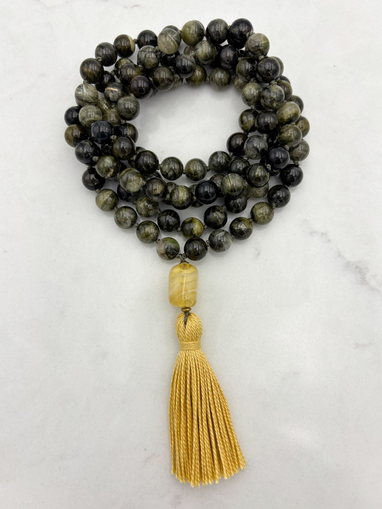 green tourmaline gemstone mala | radiant malas |handmade in boulder, colorado