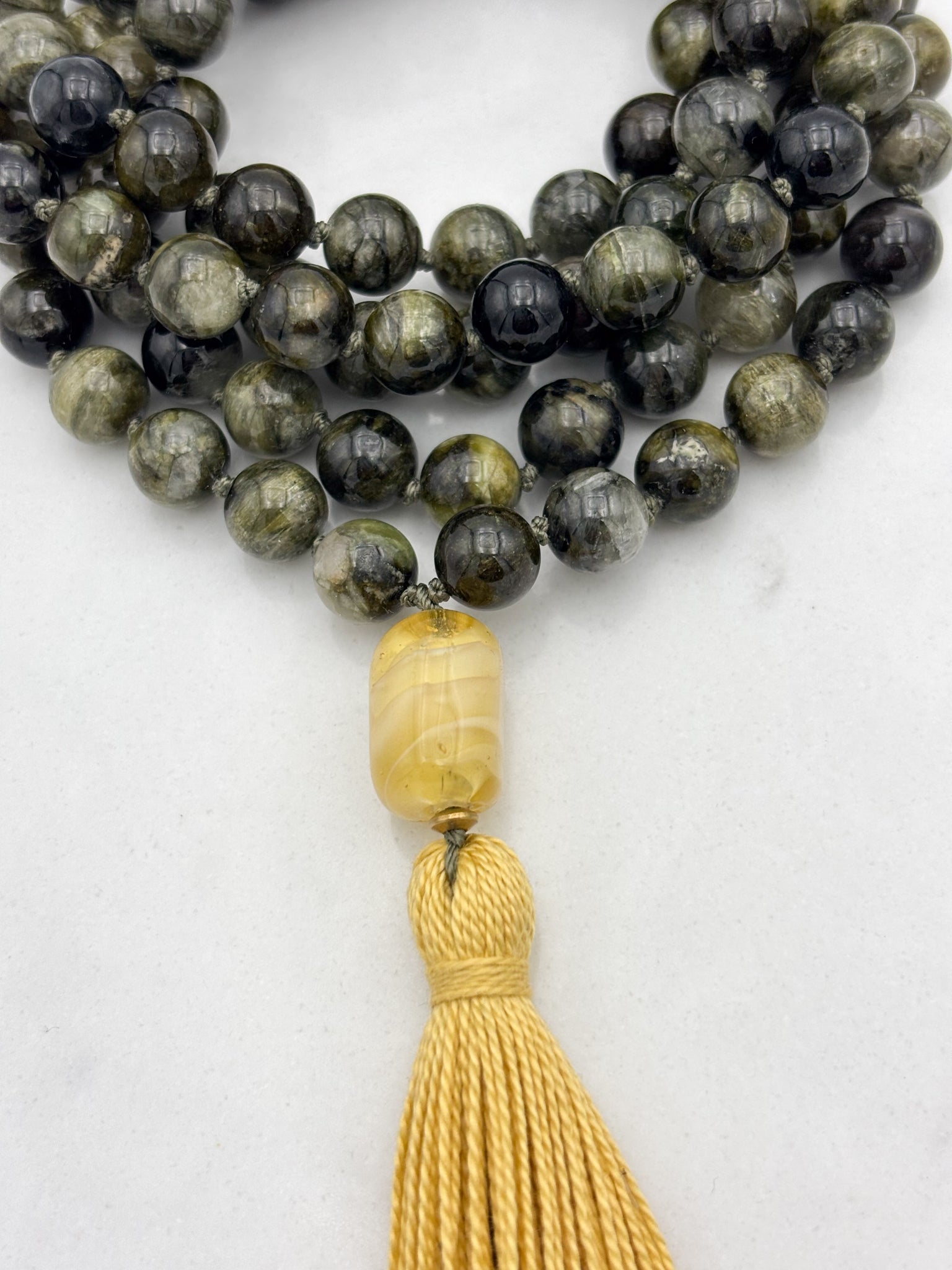 green tourmaline gemstone mala | radiant malas |handmade in boulder, colorado