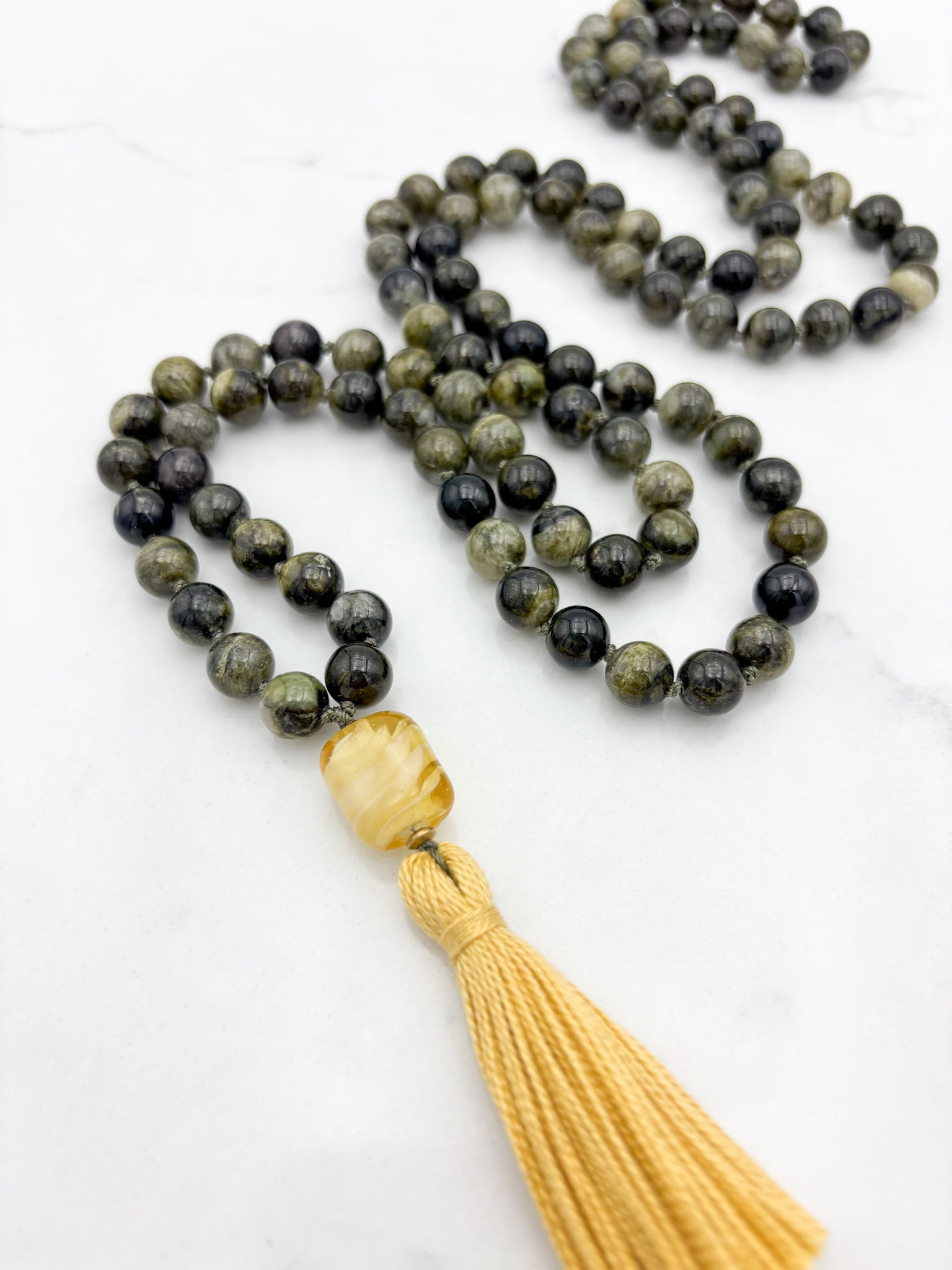 green tourmaline gemstone mala | radiant malas |handmade in boulder, colorado