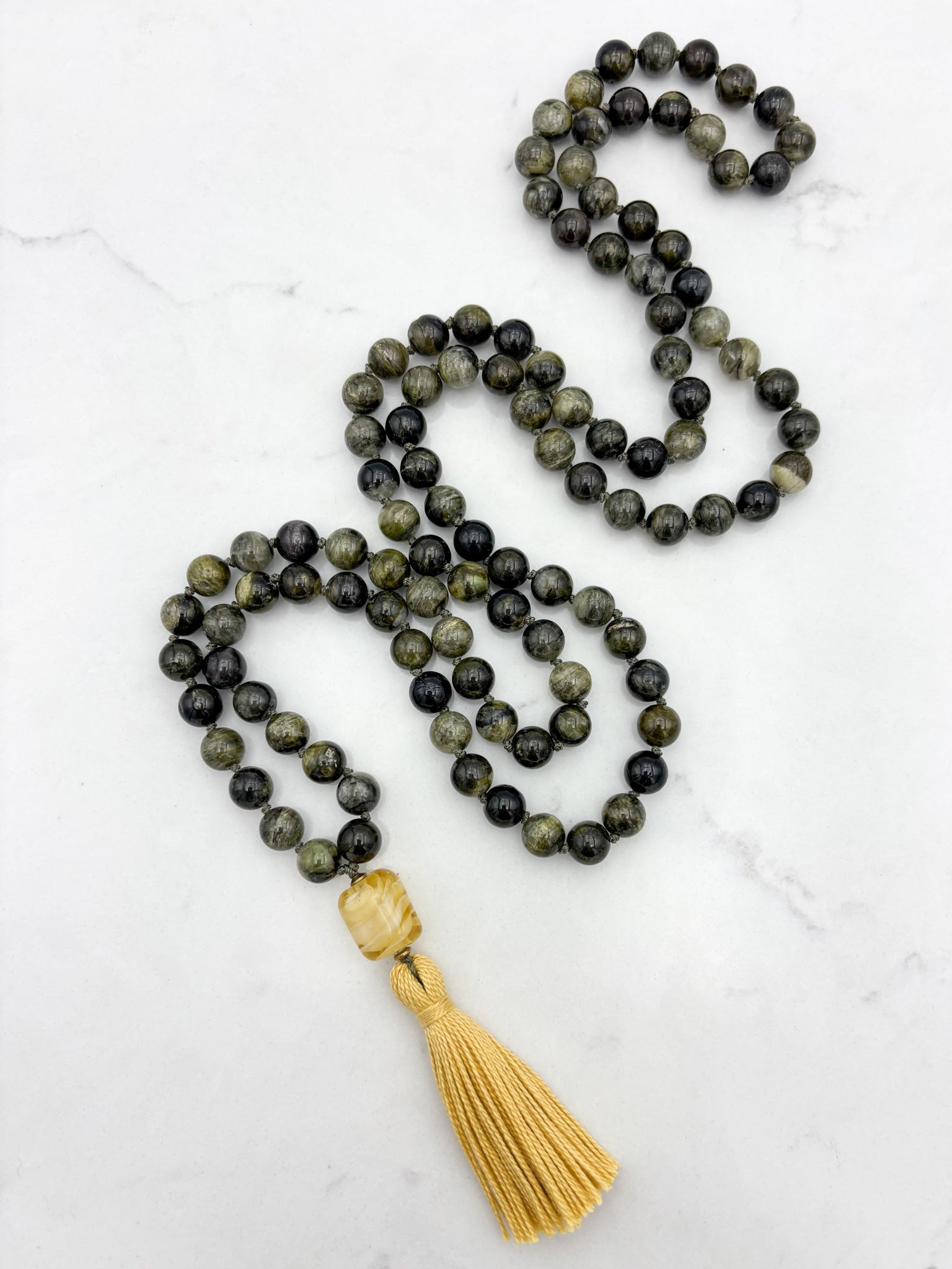 green tourmaline gemstone mala | radiant malas |handmade in boulder, colorado