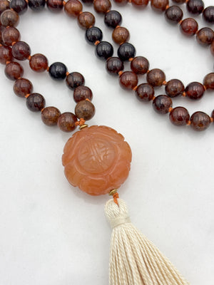 hessonite garnet gemstone mala | radiant malas | handmade in boulder, colorado