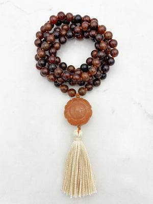 hessonite garnet gemstone mala | radiant malas | handmade in boulder, colorado