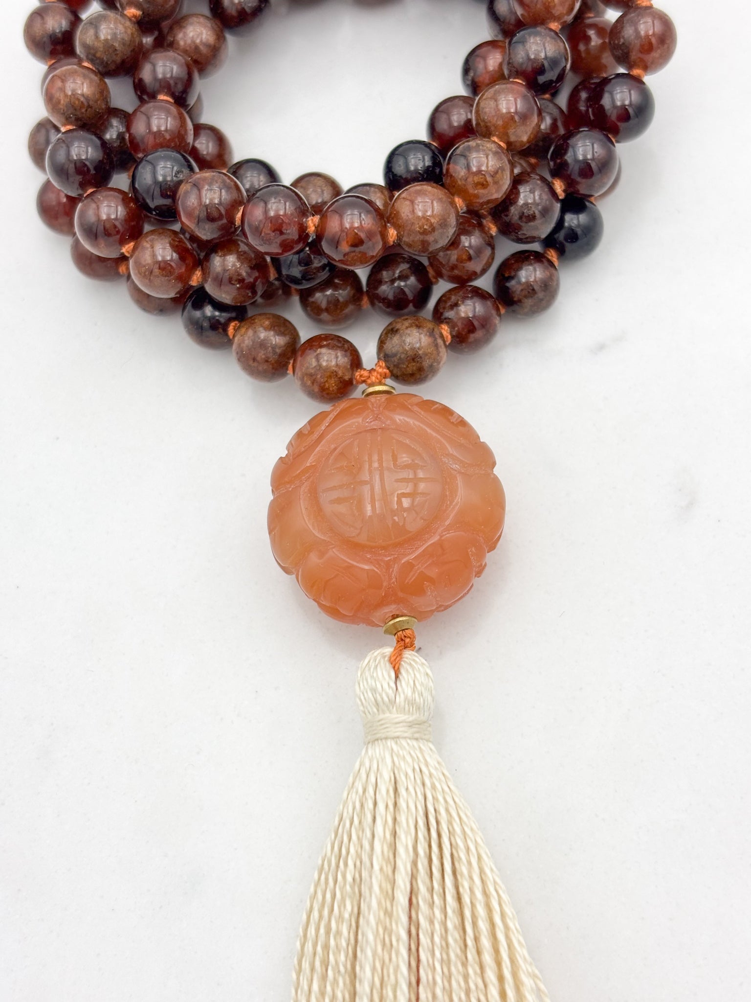 hessonite garnet gemstone mala | radiant malas | handmade in boulder, colorado