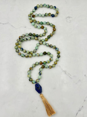 chrysocolla gemstone mala necklace | radiant malas | handmade in boulder, colorado
