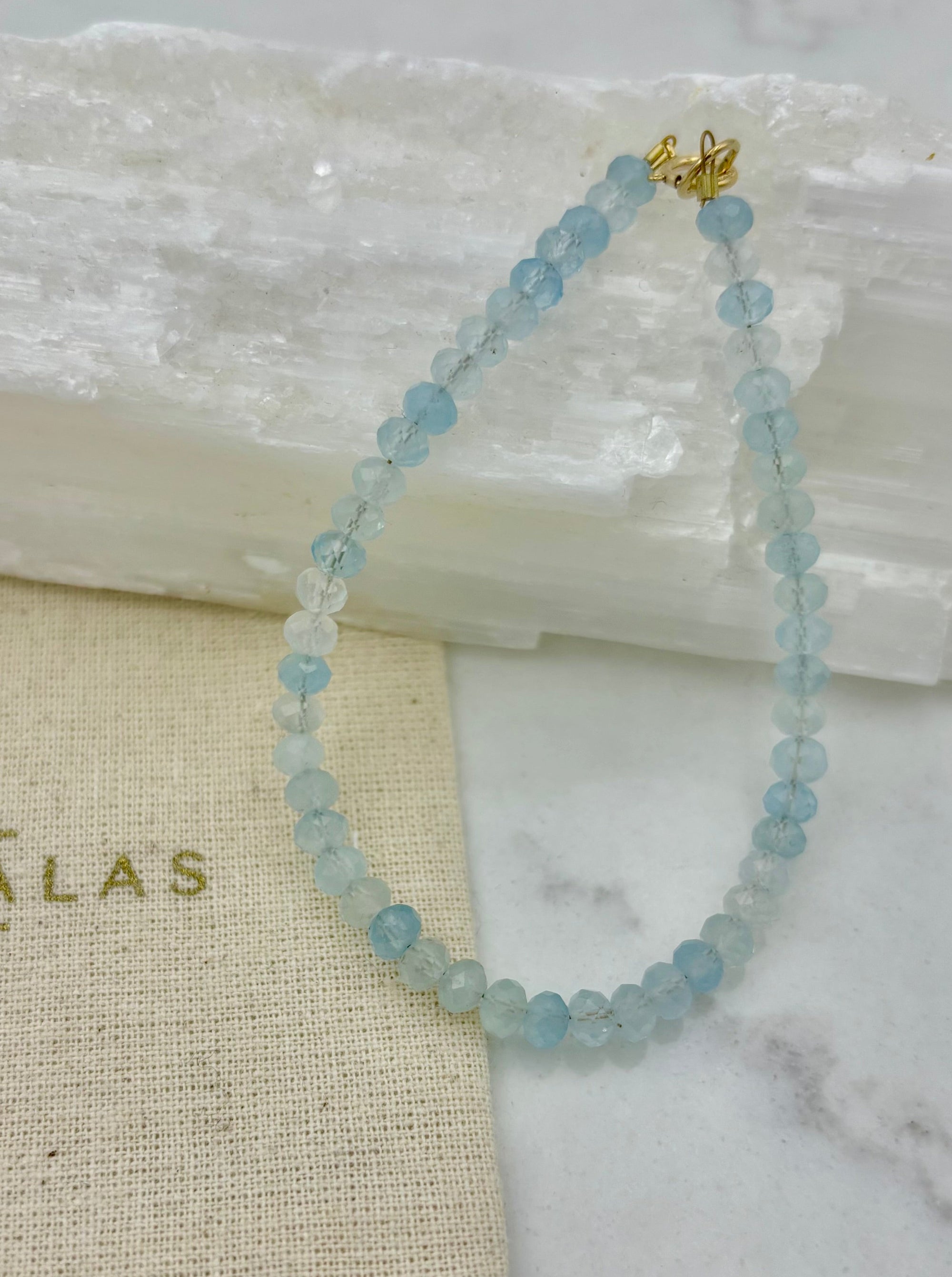 aquamarine gemstone bracelet | radiant malas | handmade in boulder, colorado