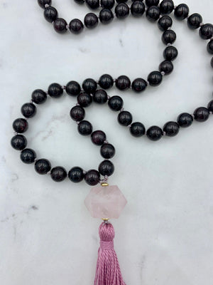 garnet | crystal mala necklace | radiant malas | handmade in boulder colorado