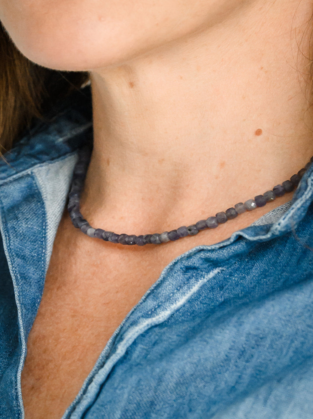 iolite cubed gemstone necklace | radiant malas  handmade in boulder, colorado
