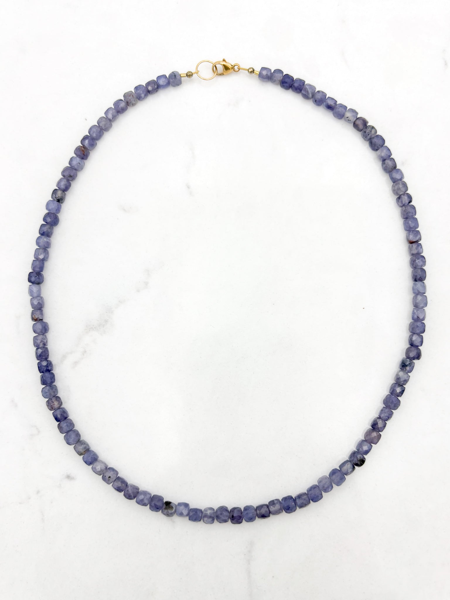 iolite cubed gemstone necklace | radiant malas  handmade in boulder, colorado