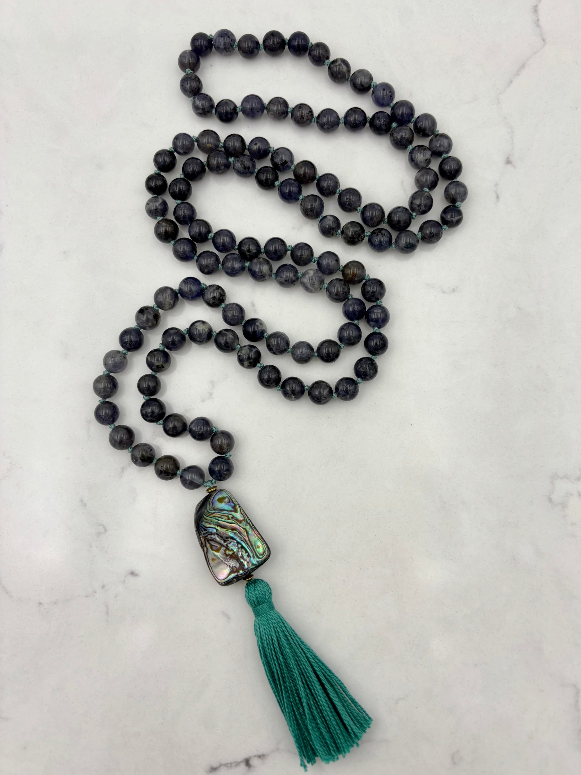 iolite gemstone mala necklace | radiant malas | handmade in boulder, colorado