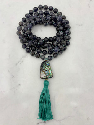 iolite gemstone mala necklace | radiant malas | handmade in boulder, colorado