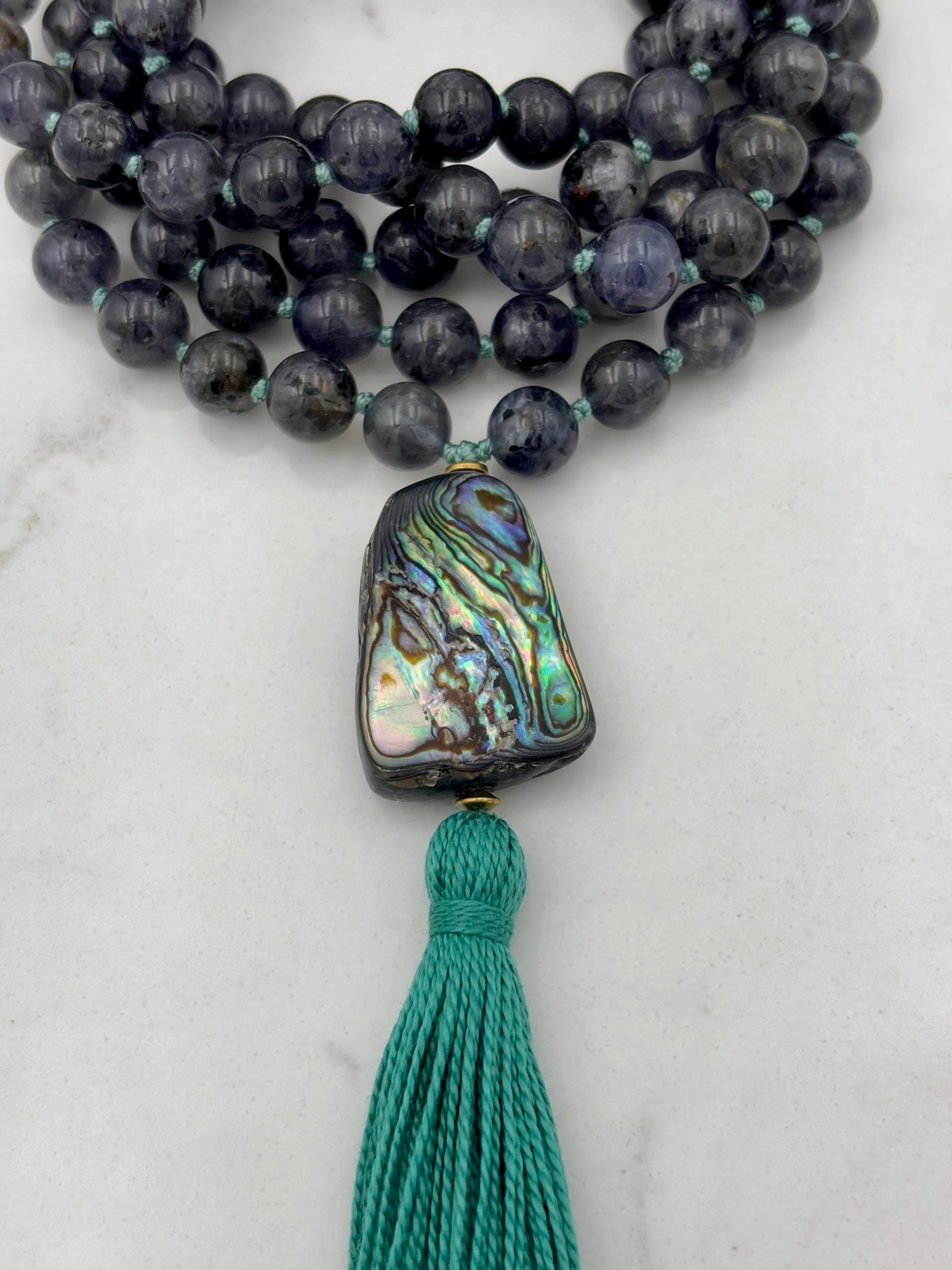 iolite gemstone mala necklace | radiant malas | handmade in boulder, colorado