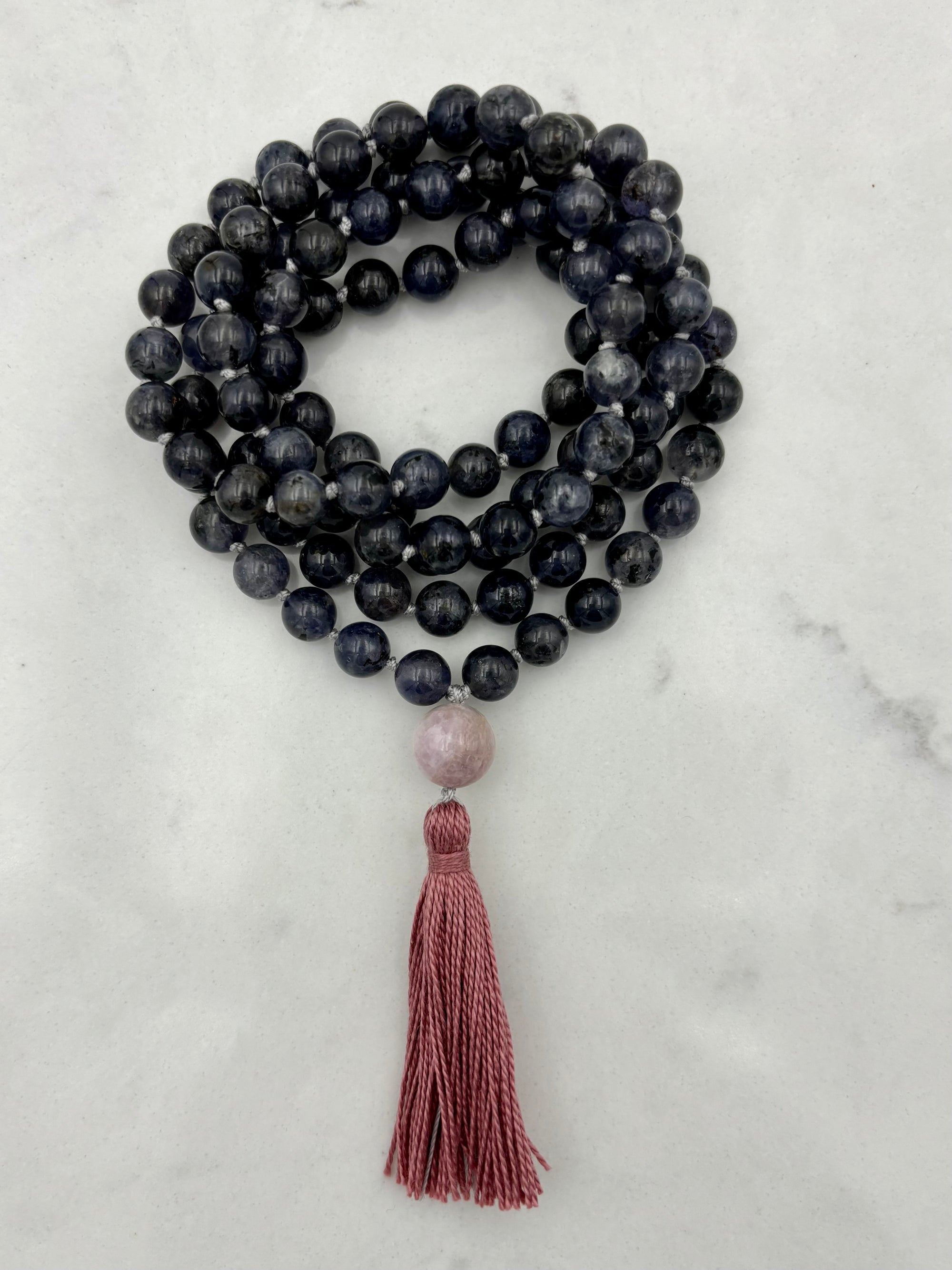 iolite gemstone mala necklace | radiant malas | handmade in boulder, colorado