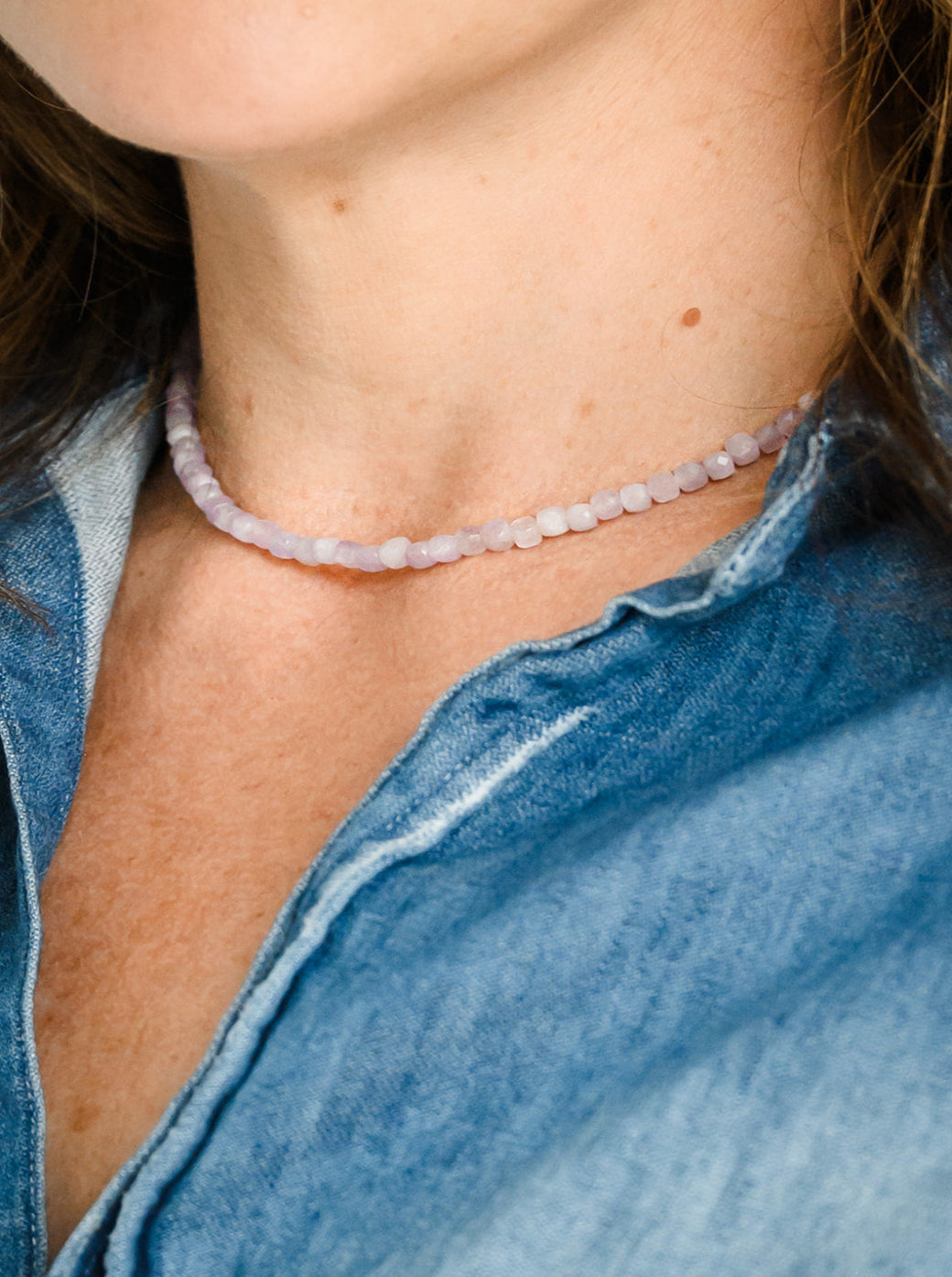 kunzite gemstone necklace | radiant malas | handmade in boulder, colorado