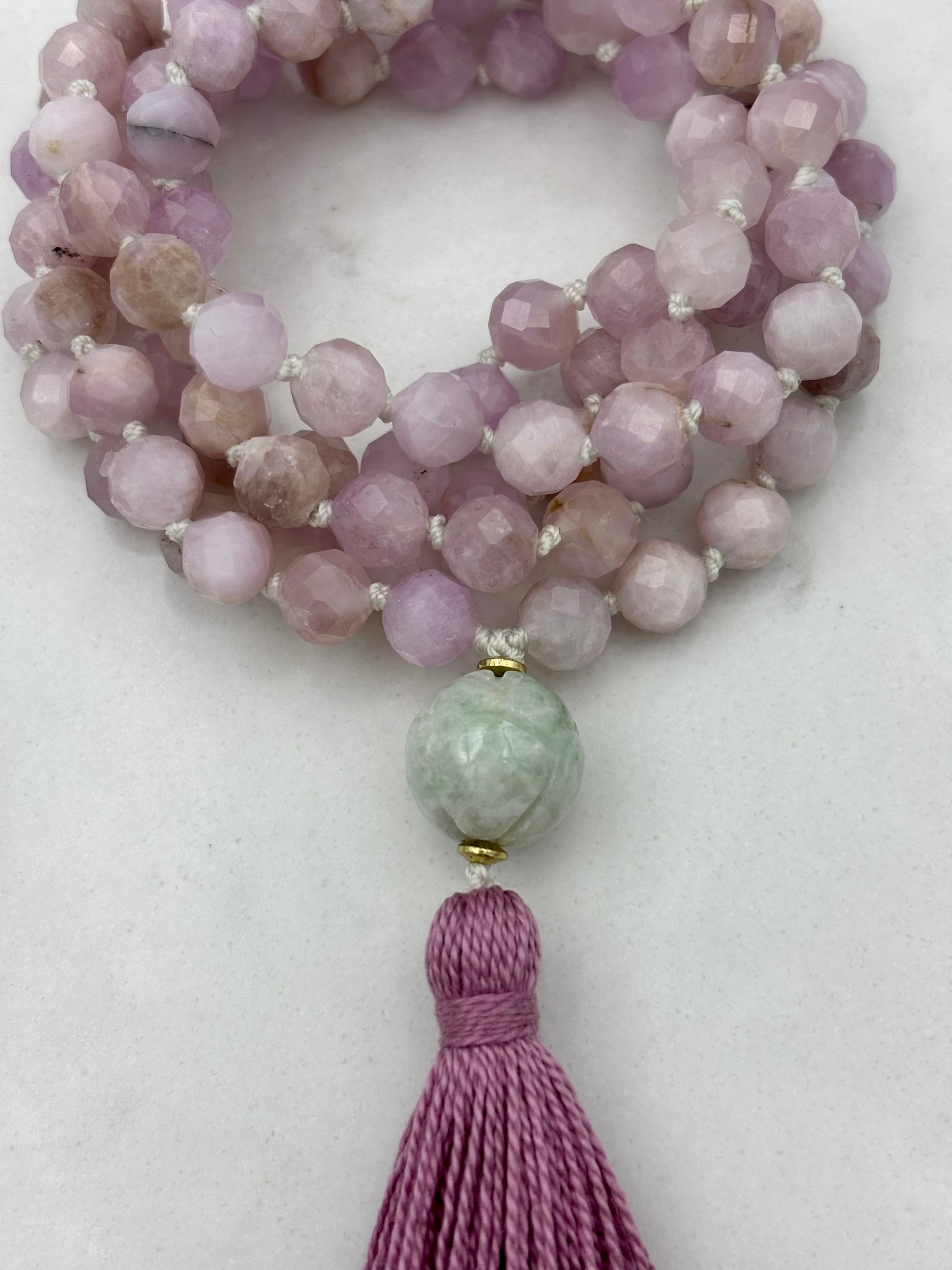 kunzite gemstone mala | radiant malas | handmade in boulder, colorado