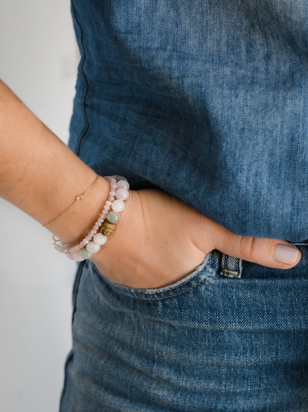 kunzite gemstone bracelet | radiant malas | handmade in boulder, colorado