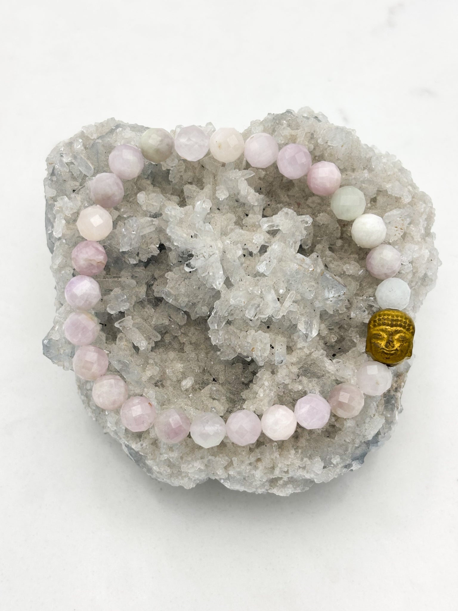 kunzite gemstone bracelet | radiant malas | handmade in boulder, colorado