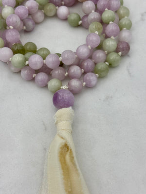 kunzite gemstone mala | radiant malas | handmade in boulder, colorado