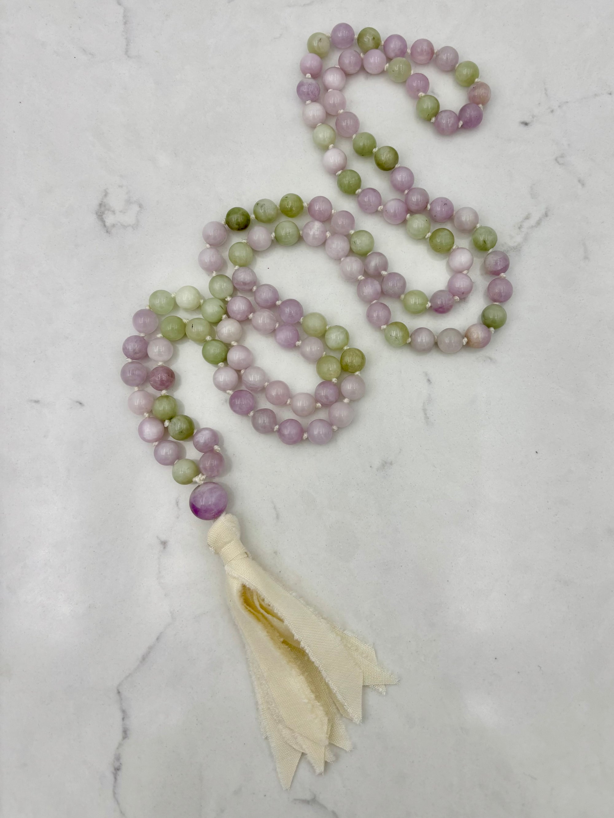 kunzite gemstone mala | radiant malas | handmade in boulder, colorado