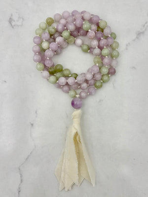 kunzite gemstone mala | radiant malas | handmade in boulder, colorado