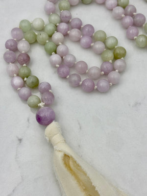 kunzite gemstone mala | radiant malas | handmade in boulder, colorado