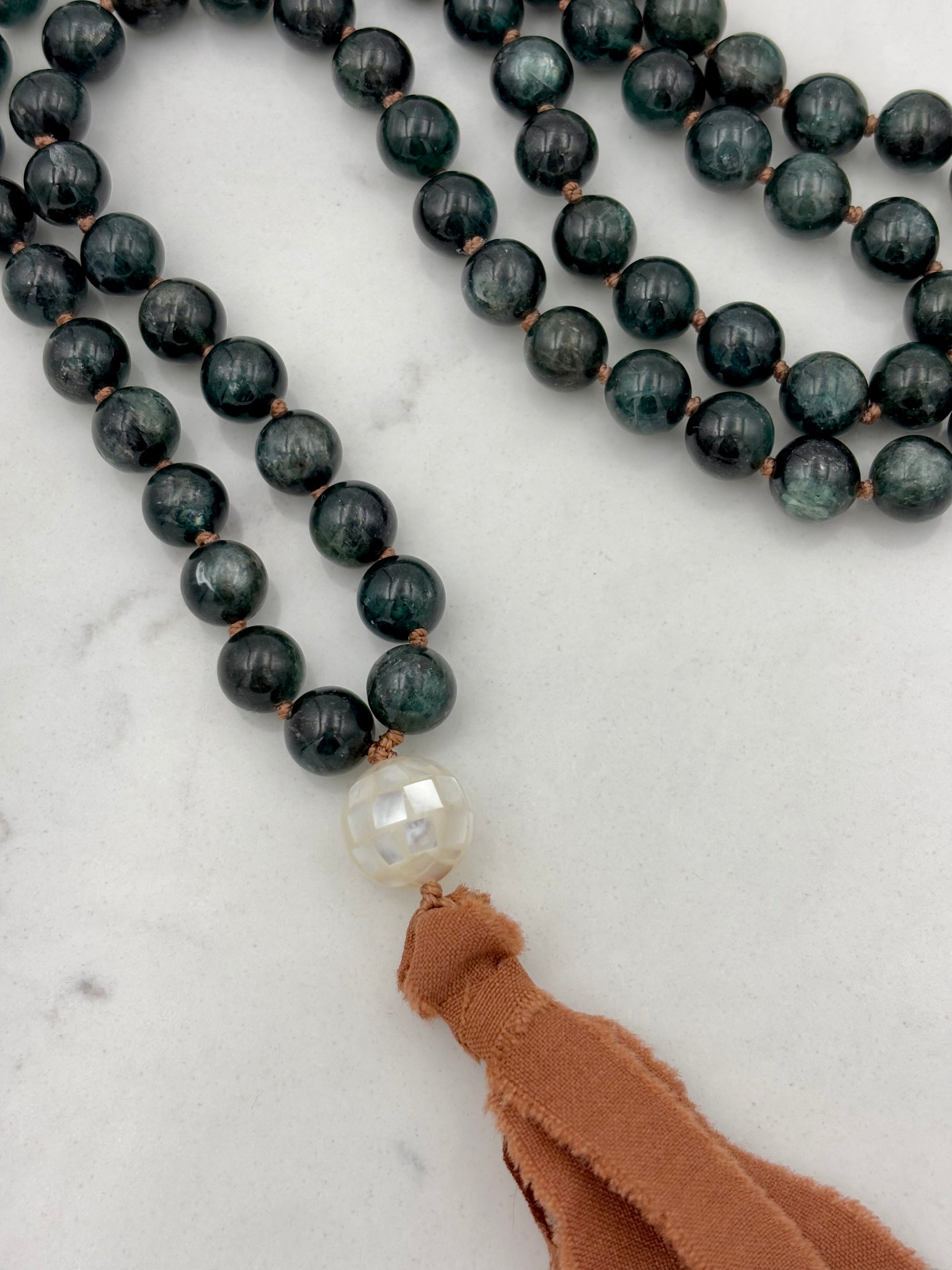 Kyanite gemstone mala necklace | radiant malas | handmade in boulder, colorado