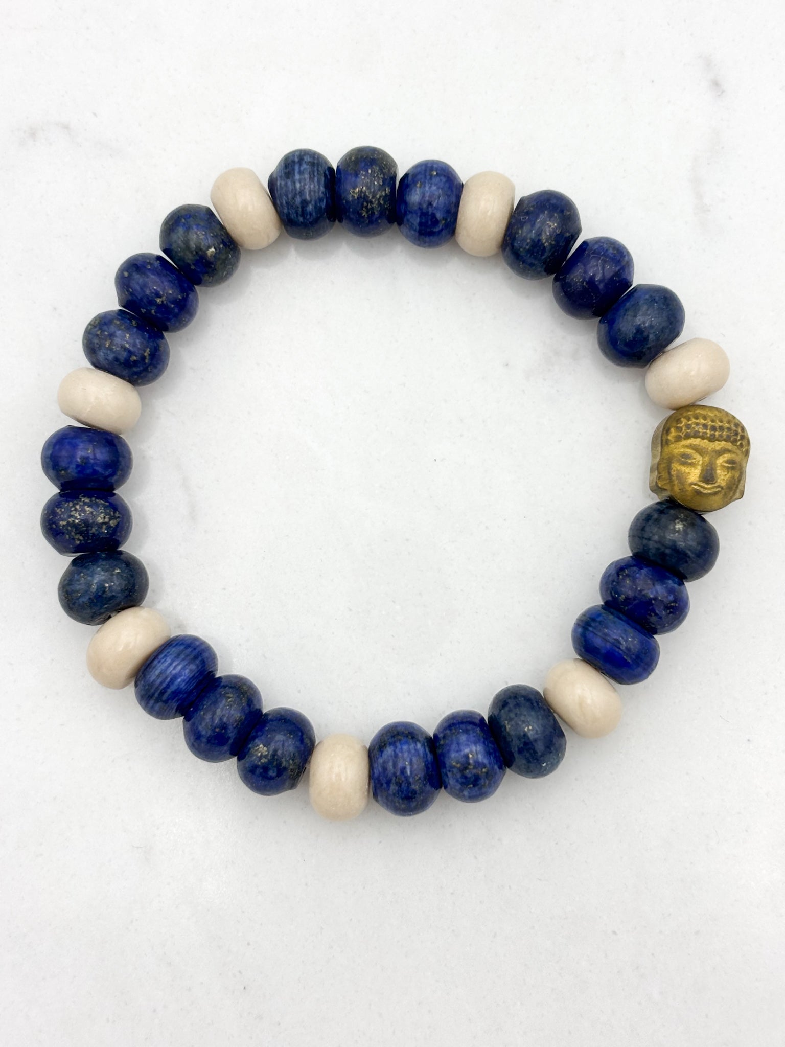lapis and fossil jasper gemstone bracelet | radiant malas | handmade in boulder, colorado